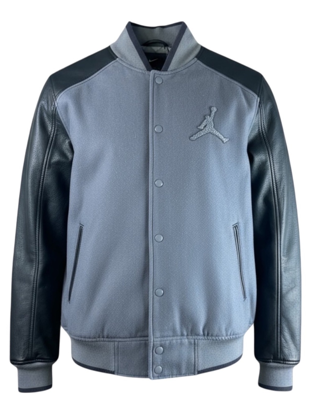 Jordan Grey and Black Varsity Bomber Jacket